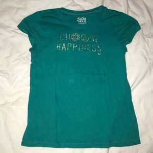 Girls short sleeve teal tee shirt.